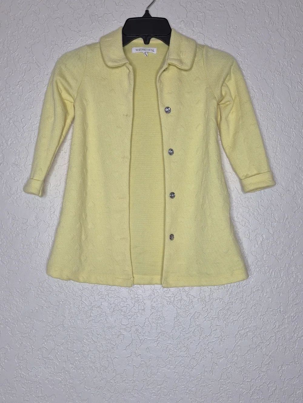 Nannette Kids Heart Print Coat Yellow Size 4T